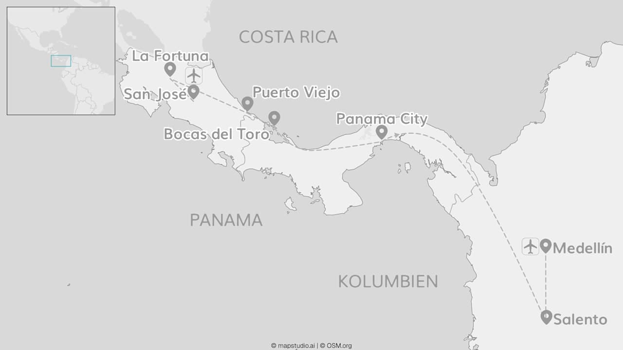 Costa Rica, Panama, Kolumbien: Vom Arenal bis nach Medellín