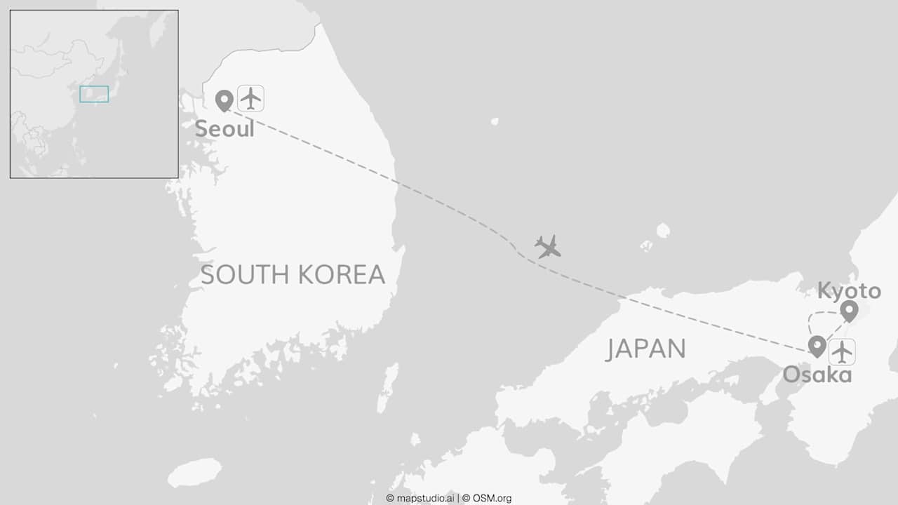 2 for 1 Japan meets Südkorea: Seoul to Kyoto & Osaka