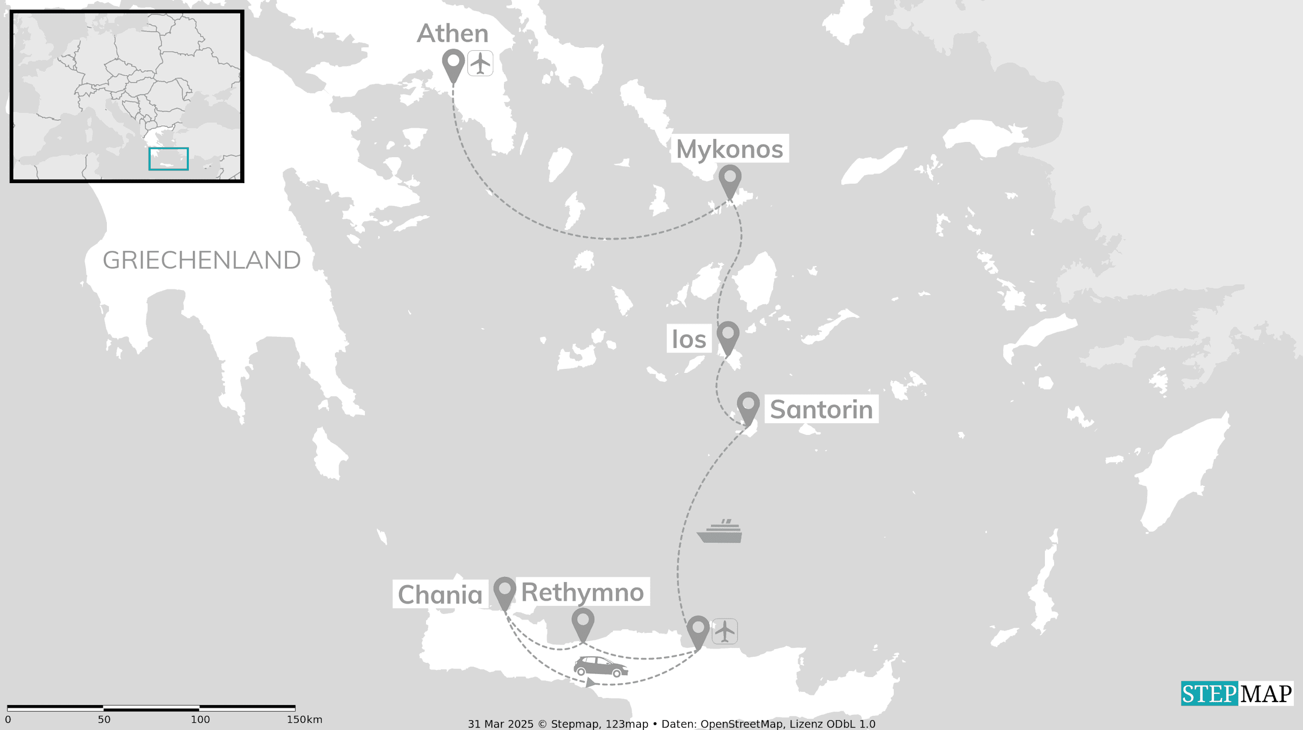 Griechenland Inselhopping: Cyclades, Crete & City of Gods!