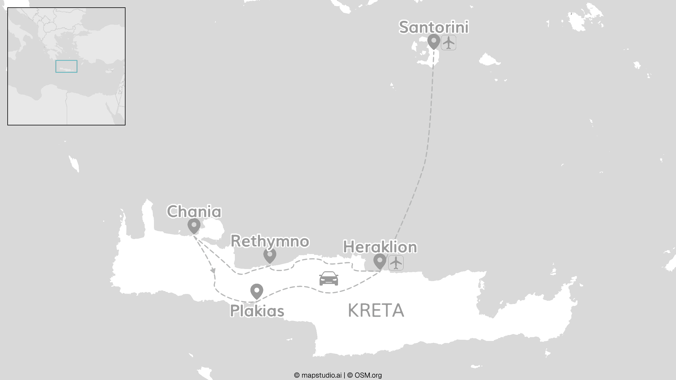 Kreta & Santorini Roadtrip: Von Canyons zu weißen Dörfern